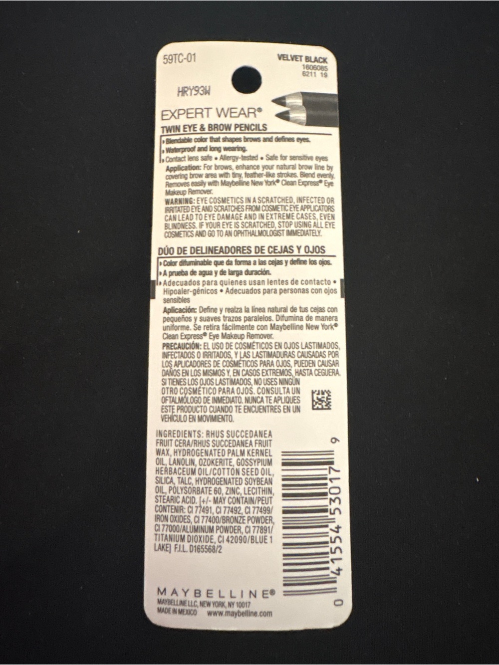Maybelline Expert Wear Twin Eye & Brow Pencils 101 Velvet Black 2-Pack NEW - Picture 3 of 4
